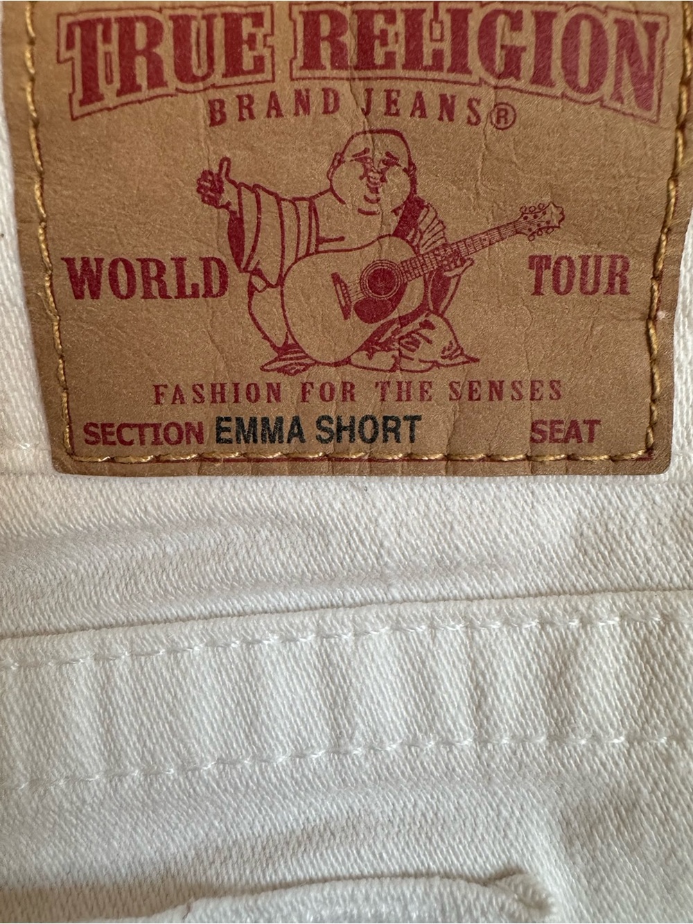 True Religion EMMA SHORT white denim cuffed low-rise shorts - Picture 4 of 10